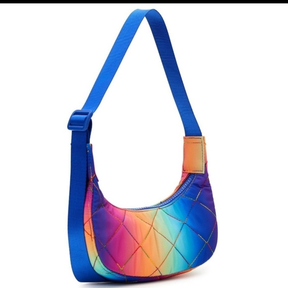 No Boundaries Women's Hands Free Quilted Mini Hobo Handbag, Ombre - Picture 3 of 5